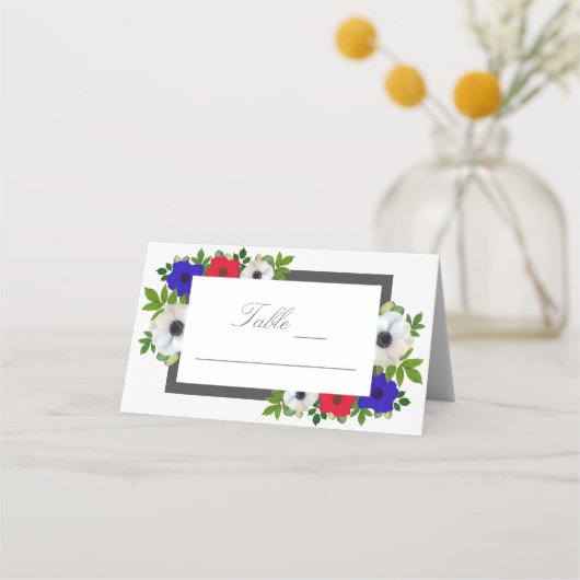 Carte De Placement Patriotique Panda Anemone Mariage (Devant)