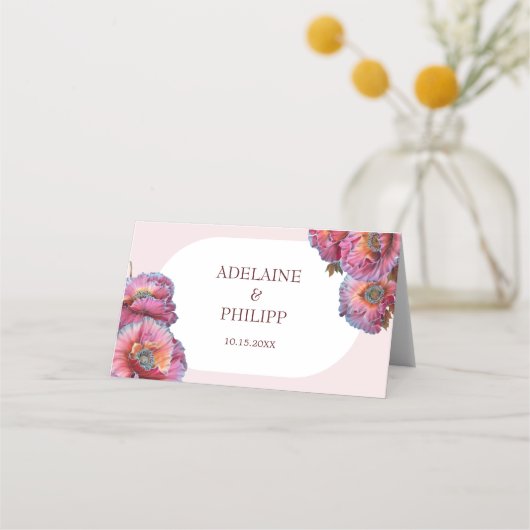 Carte De Placement Pavot en fleurs | Elégante aquarelle florale table (Dos)