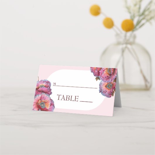 Carte De Placement Pavot en fleurs | Elégante aquarelle florale table (Devant)