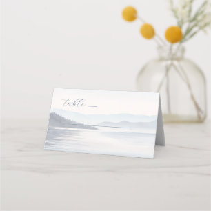 Carte De Placement Paysage à l'aquarelle bleu serein