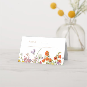 Carte De Placement Paysage champêtre coloré de mariage de fleurs sauv