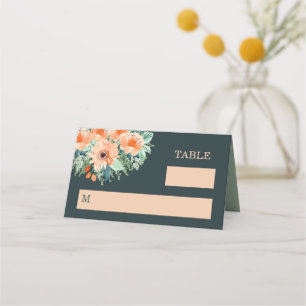 Carte De Placement Peach Jade Turquoise Watercolor Mariage Plaques de