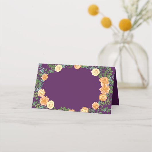 Carte De Placement Peach Plum Purple Peony & Rose Floral Mariage (Devant)