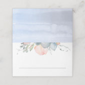 Carte De Placement Peach Watercolor Blossoms Dusty Blue Mariage (Extérieur déplié)