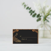 Carte De Placement Peacock Art Déco de bronze et Weddi Plastique Plac (Debout devant)