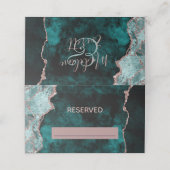 Carte De Placement Peacock Green & Rose Gold Réservé Mariage siège (Extérieur déplié)