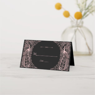 Carte De Placement Peacocks Art Déco En Marbre D'Or rose Enregistrer