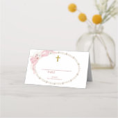 Carte De Placement Pearl Pink Boho Première communion sainte Numéro d (Devant)