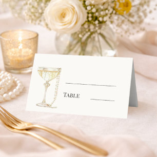 Carte De Placement Pearls Prosecco Ivoire Bubbly Lunch Réception de M