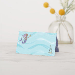 Carte De Placement Peau foncée mauve sirène Anniversaire