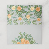 Carte De Placement Pêche & Gris Peony & Rose Floral Mariage (Extérieur déplié)