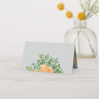 Carte De Placement Pêche & Gris Peony & Rose Floral Mariage