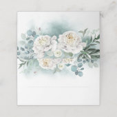 Carte De Placement Peonies blanches et verdure Mariage élégant (Extérieur déplié)