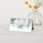 Carte De Placement Peonies blanches et verdure Mariage élégant (Dos)