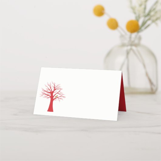 Carte De Placement Perdrix d'or dans un arbre rouge Noël (Devant)
