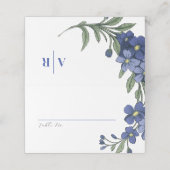 Carte De Placement Périwinkle bleu Moderne Floral Mariage (Extérieur déplié)