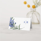 Carte De Placement Périwinkle bleu Moderne Floral Mariage (Dos)