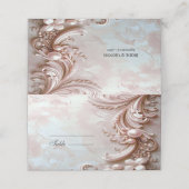 Carte de placement perle et fleurs ornée rose (Extérieur déplié)