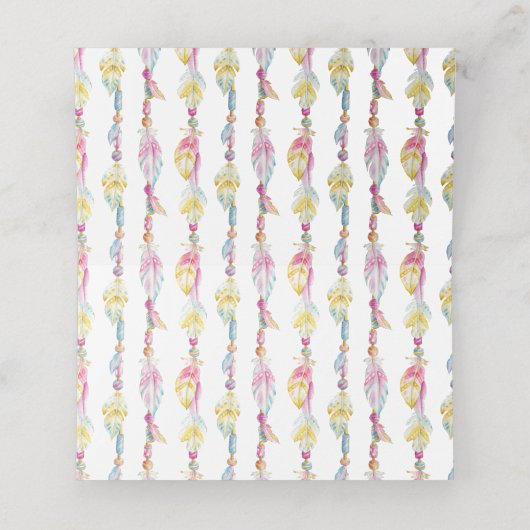 Carte De Placement Perles de plume Boho mariage (Intérieur déplié)