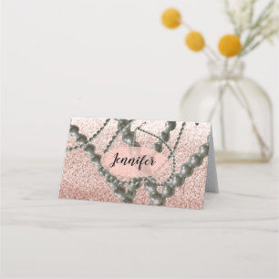 Carte De Placement Perles et Rose Gold Faux Parties scintillant Carte