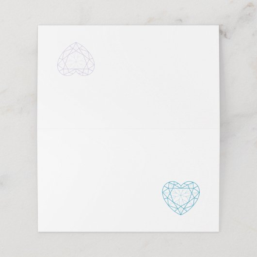 Carte De Placement Personnalisé bleu topaz coeur place invité (Extérieur déplié)