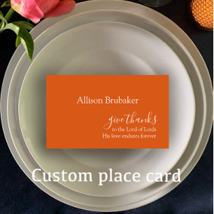 Carte De Placement Personnalisé Burning Orange Donner Merci Thanksgiv