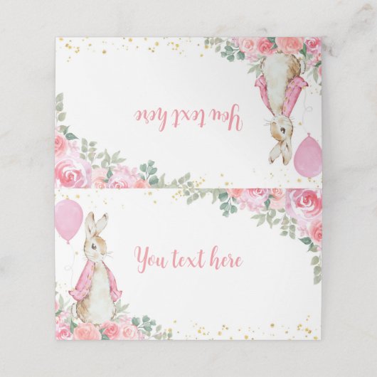 Carte De Placement Peter Rabbit Pink Carte Place Anniversaire (Extérieur déplié)