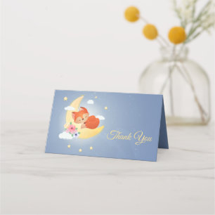 Carte De Placement Petit renard mignon sur la lune merci