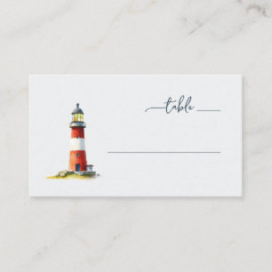 Carte De Placement Phare à l'aquarelle rouge serein