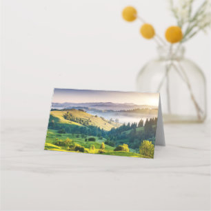 Carte De Placement Photo de paysage naturel de collines ondoyantes