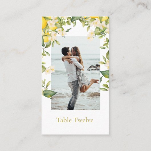 Carte De Placement Photo Gold Elegant Citrus citron Numéro de tableau (Devant)