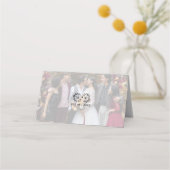 Carte De Placement Photo Mariage moderne en noir et blanc (Dos)