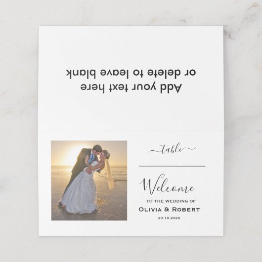 Carte De Placement Photo Mariage simple personnalisée (Extérieur déplié)