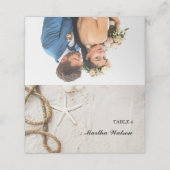 Carte De Placement Photo personnalisée Nom de mariage de la plage tro (Extérieur déplié)
