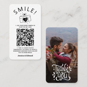 Carte De Placement Photos mémorables Qr Code Black Chic Modern Mariag