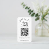 Carte De Placement Photos mémorables Qr Code Black Chic Modern Mariag (Debout devant)