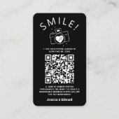 Carte De Placement Photos mémorables Qr Code Black Chic Modern Mariag (Devant)