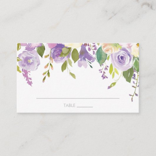 Carte De Placement Pies pourpres Aquarelle Florale Plat (Devant)