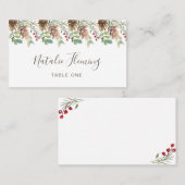 Carte De Placement Pin vert hiver Mariage de Berry rouge (Devant / Derrière)