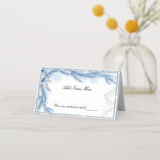 Carte De Placement Pine bleue Mariage de Noël d'hiver Carte Place (Devant)