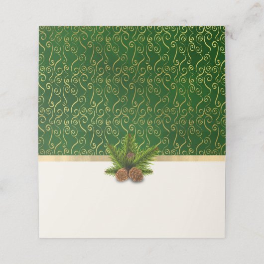 Carte De Placement Pine Cônes Mariage d'hiver Carte de lieu pliée (Extérieur déplié)