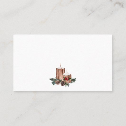 Carte De Placement Pine de pin vert hiver Candle Berry rouge (Dos)