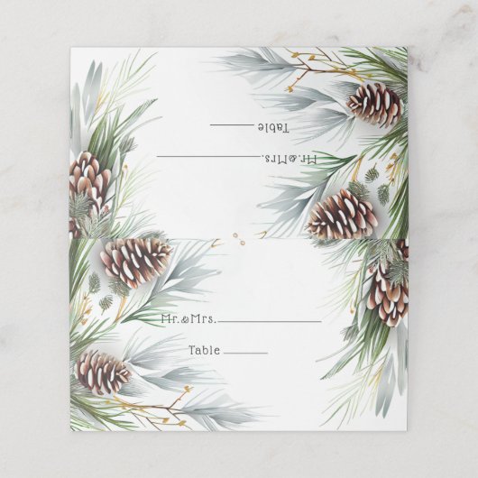 Carte De Placement Pine d'hiver cônes Pins de neige Branches (Extérieur déplié)