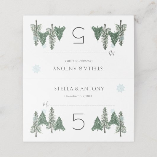Carte De Placement Pine Mariage de la forêt d'hiver (Extérieur déplié)