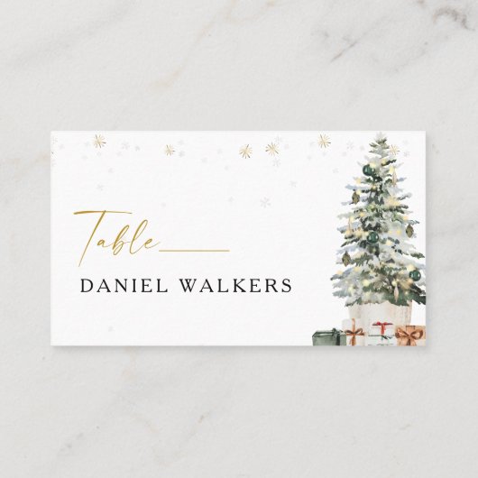 Carte De Placement Pine Tree Mariage de Noël plat (Dos)