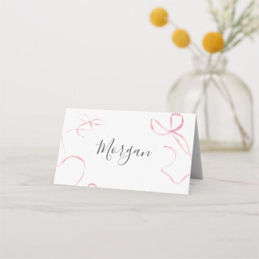 Carte De Placement Pink bow Birthday Invitation, Preppy Girl Birthday (Devant)