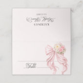 Carte De Placement Pink Bow Bridal Shower Place Card (Extérieur déplié)