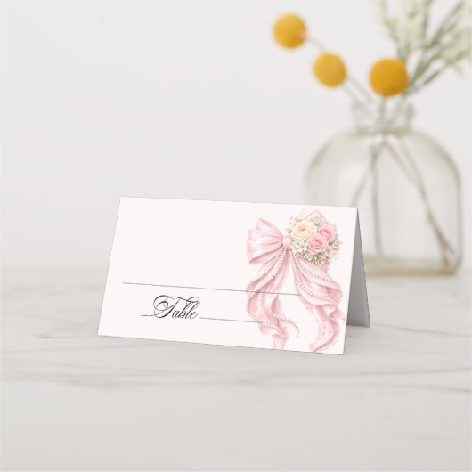 Carte De Placement Pink Bow Bridal Shower Place Card (Devant)