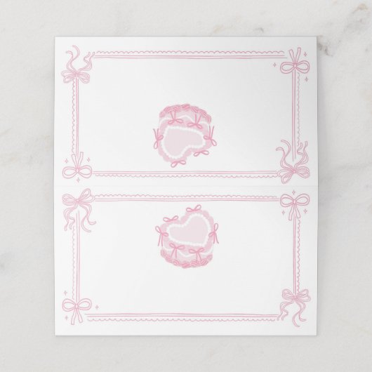 Carte De Placement Pink Bow Cake Anniversaire Fête de nourriture Tent (Extérieur déplié)
