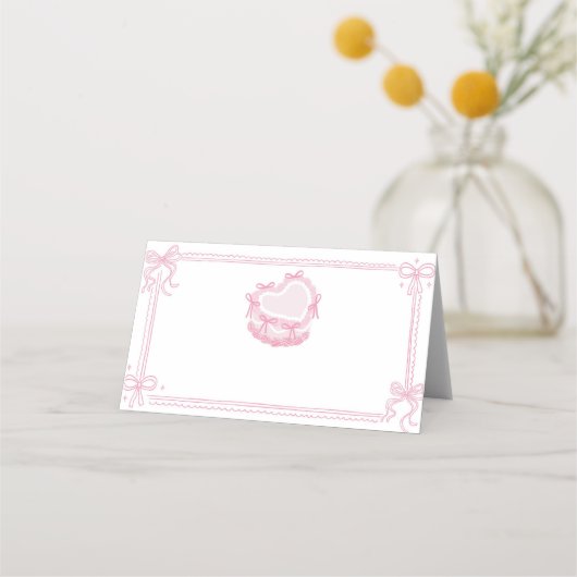 Carte De Placement Pink Bow Cake Anniversaire Fête de nourriture Tent (Dos)
